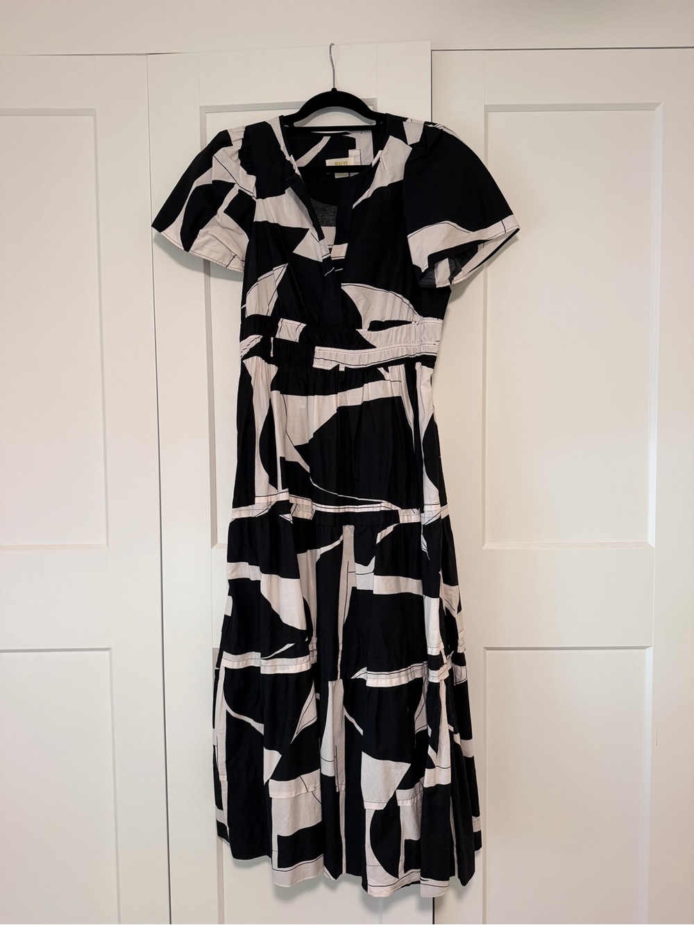 Anthropologie Maeve Somerset Dress - Black and White Print Medium Petite